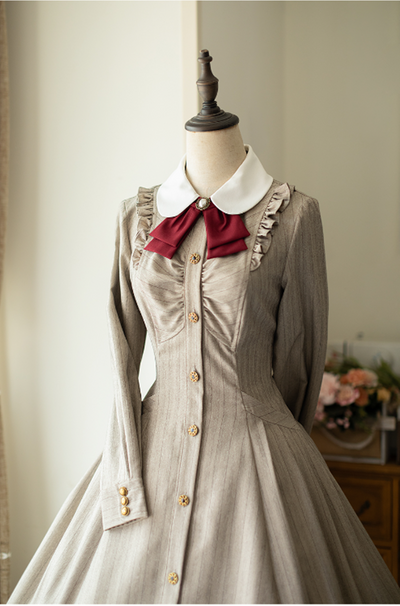 Forest Wardrobe~Winter Lolita Classic Front Open Stripe OP   