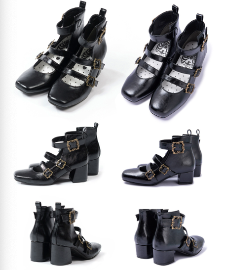 MODO - Vintage Elegant Lolita Three-buckle Mary Janes Shining Shoes 34 Black(5.8CM)