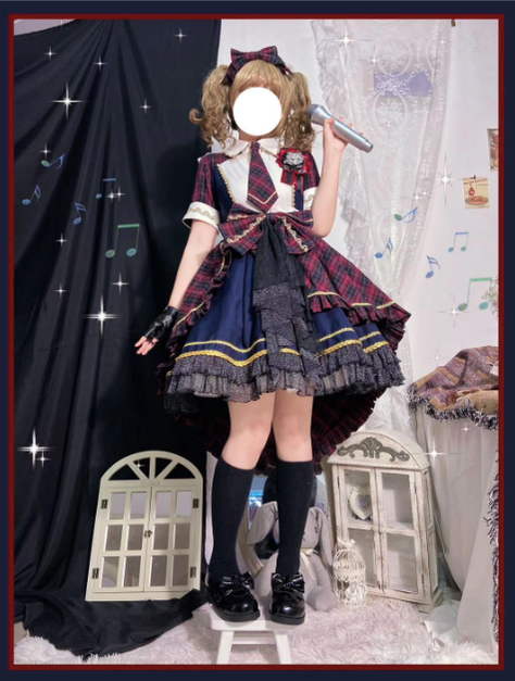 YourHighness~Idol Project~Idol Lolita Fashion Plaid Suit OP   