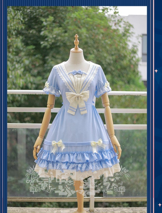 Strawberry Witch - Long Sleeve Sweet Lolita OP XS light blue
