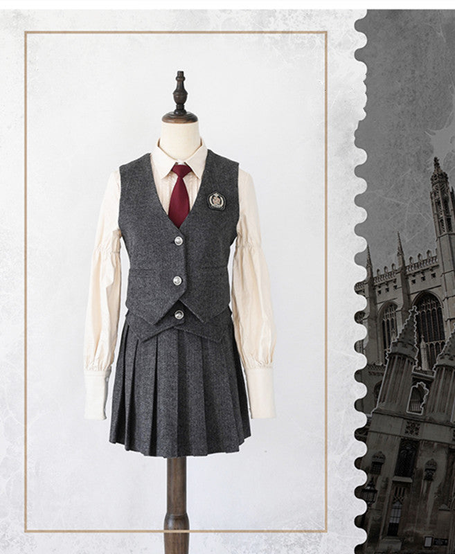 CastleToo~London Street~Academic Style SK and Suspenders Uniform free size vest only-grey 