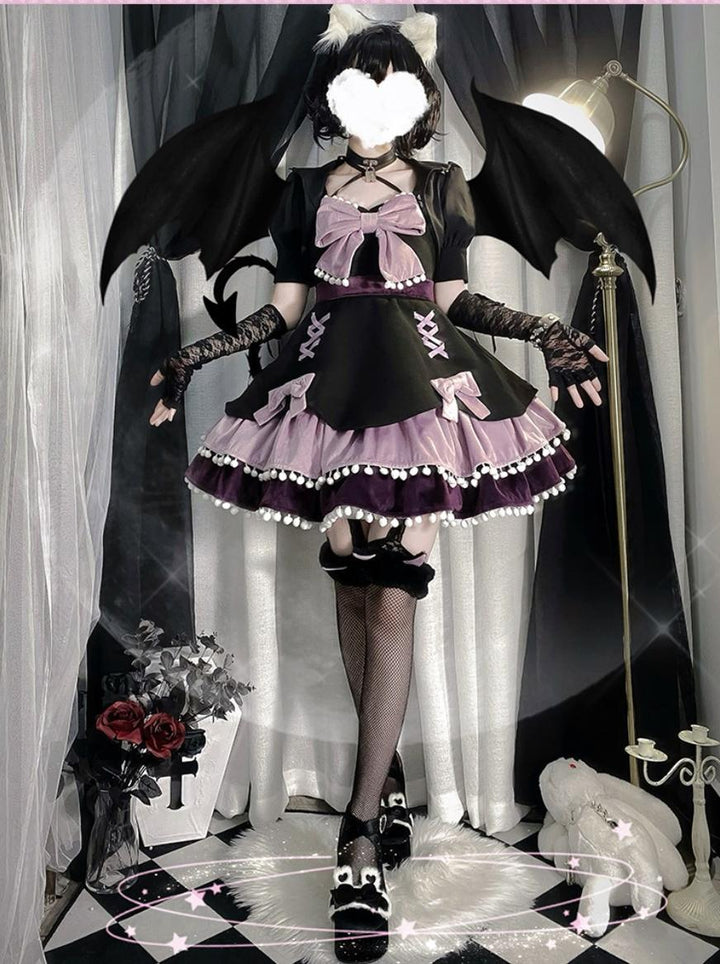 (Buy for me) With PUJI~Demon Rabbit~Sweet Purple Lolita Hood and JSK Set   