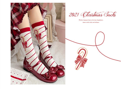 Sheep Puff~Christmas Cotton Lolita Calf Socks   