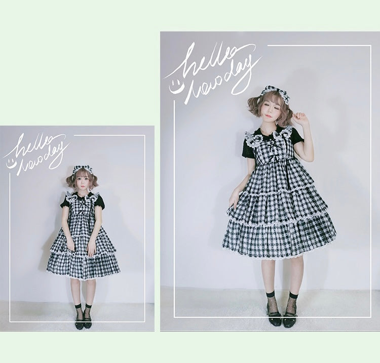 Sakurada Fawn - Plus Size Lolita Jumper Dress Plaid Sweet JSK