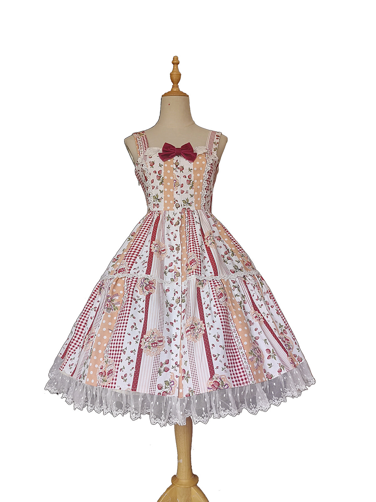 Infanta~Strawberry Plaid~Sweet Lolita JSK Dress S pink 