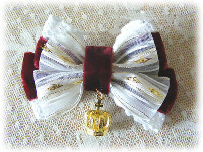 Foxcherry-Sweet Lolita Bow Lace Hairclip Multiple Colors free size red 