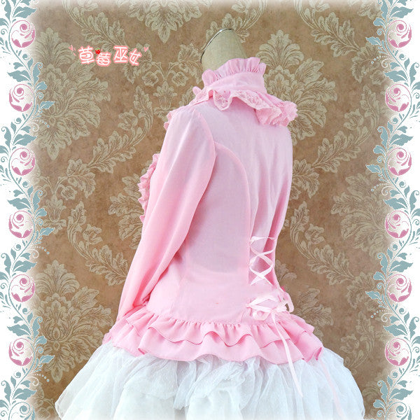 Strawberry Witch~Stand Coallr Silk Retro Lolita Blouse   