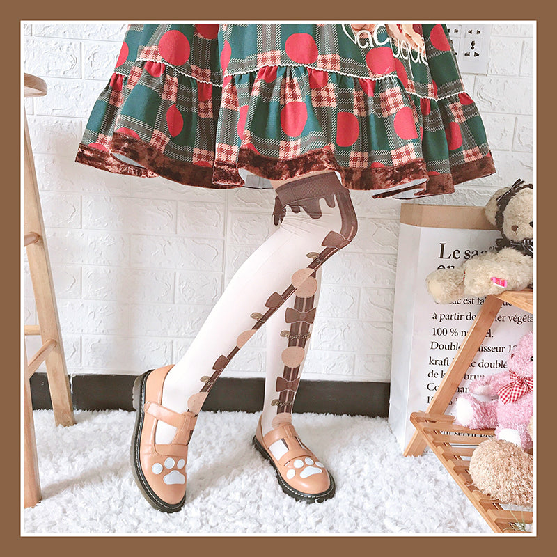 Roji roji~Chocolate 80D Velvet Lolita Long Socks   