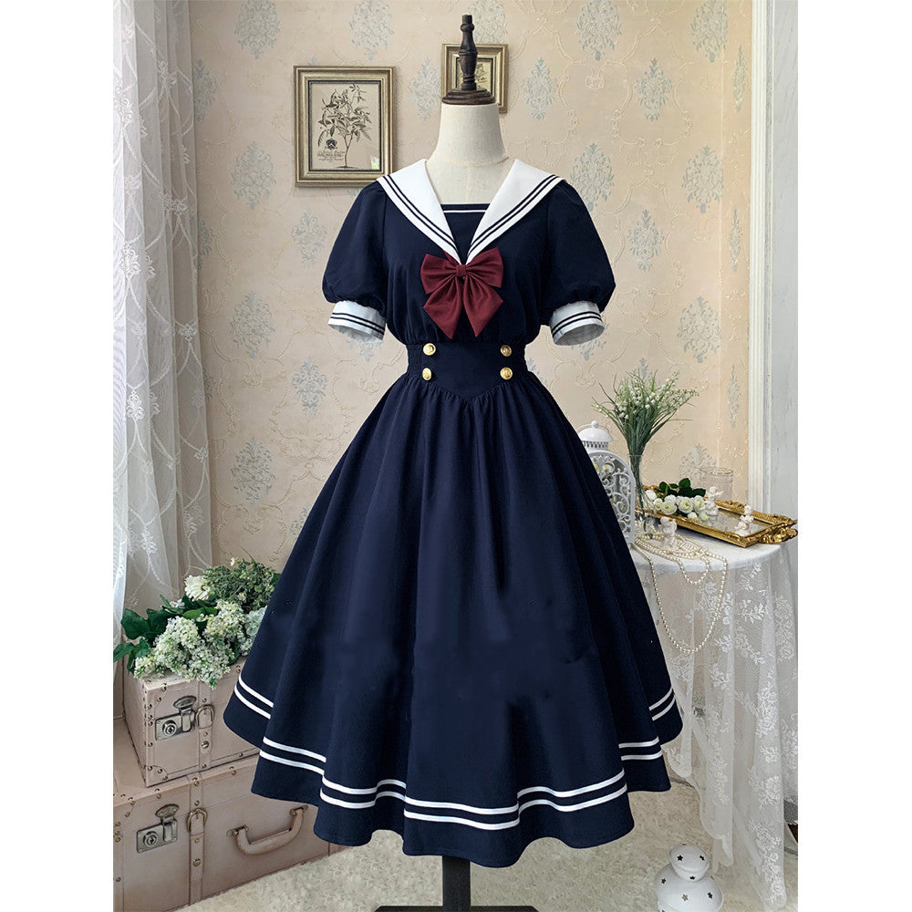 Beleganty~Sea and Wind~Version 4.0 Retro Sailor Lolita OP Dress S(one piece collar on back) navy blue 