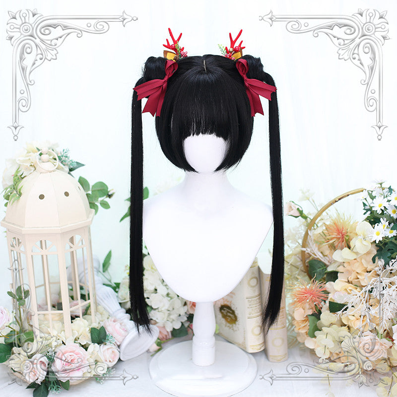 Dalao Home~Chinese Style Double Ponytail Lolita Wig natural black 3  