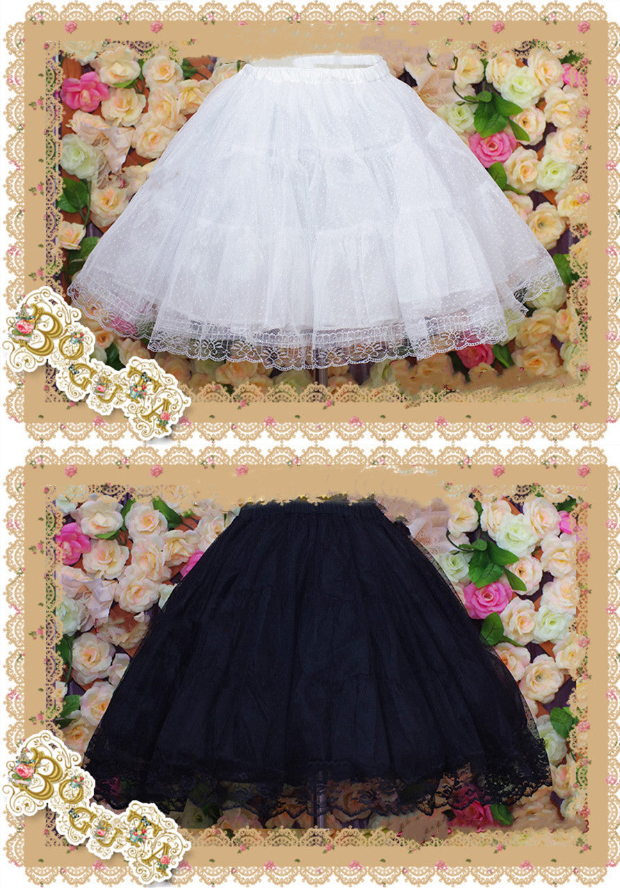 Boguta~A-line Casual Lolita Pure Cotton Lace three-layers Petticoat   