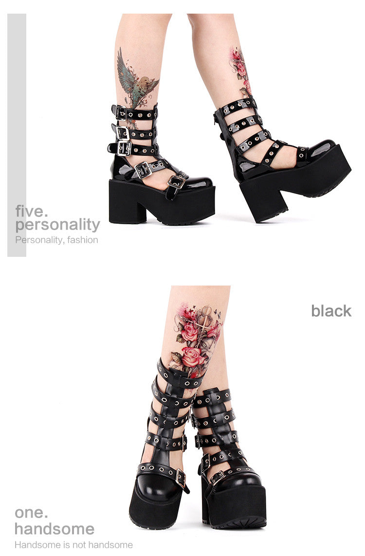 Angelic Imprint ~ Gothic Lolita Punk Platform Boots Sandals   