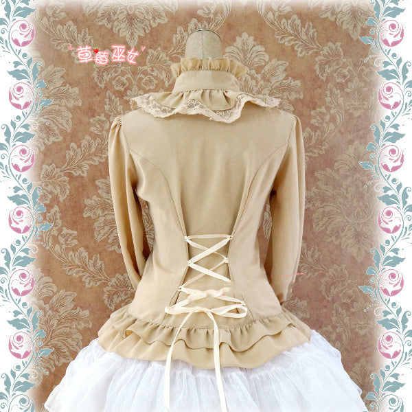 Strawberry Witch~Stand Coallr Silk Retro Lolita Blouse   