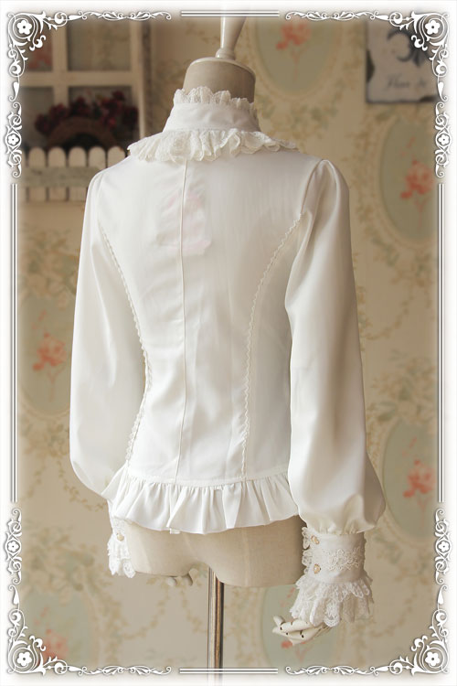 Infanta~Fragrance~Lace Ruffle Pin Tucks Lolita Blouse   