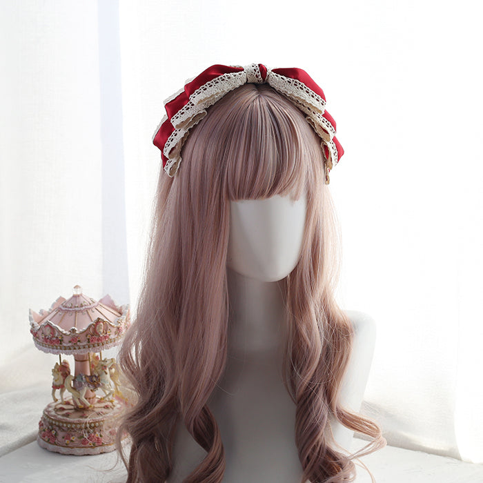 Xiaogui - Sweet Lolita Headdress, Japanese Lace KC wine red