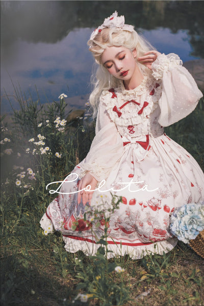 (BuyForMe) Bodhi Lolita~Strawberry Fruit Tea~Chiffon Long Sleeve Sweet Lolita Blouse   