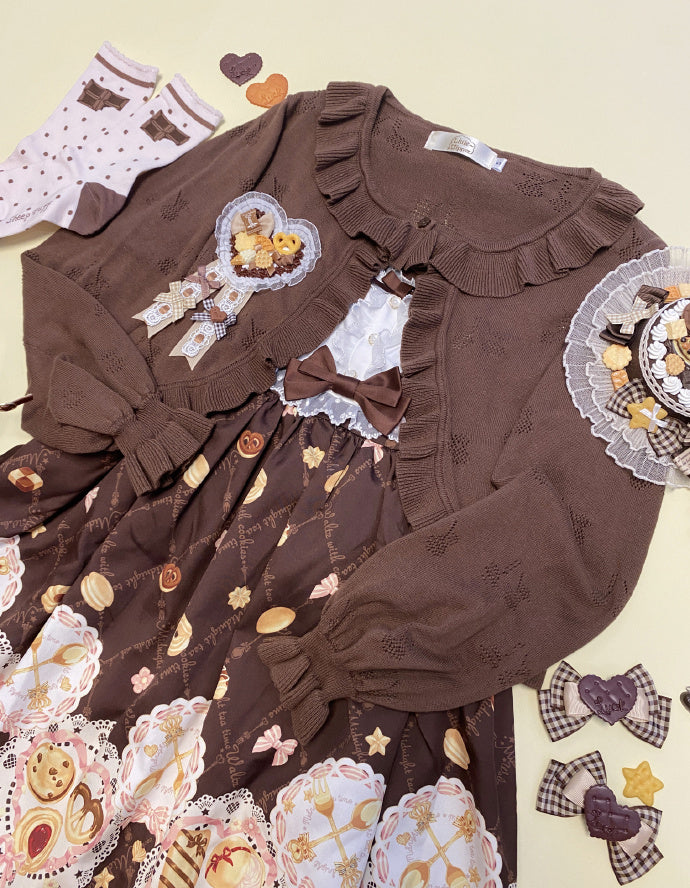 Little Dipper~Sweet Lolita Coat Long-sleeved Cotton Cardigan small chocolate (pre-order 2 months before shipping)