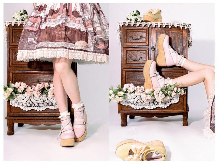 (Buy for me) MODO~Multicolors Sweet Lolita Bow Platform Shoes   