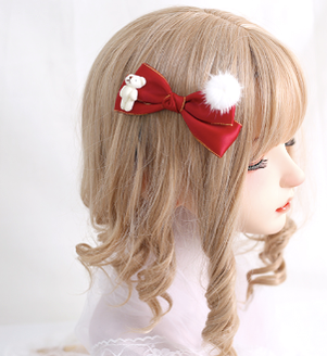 Xiaogui~Christmas Tree Lovely Bear Bow Hair Clips   