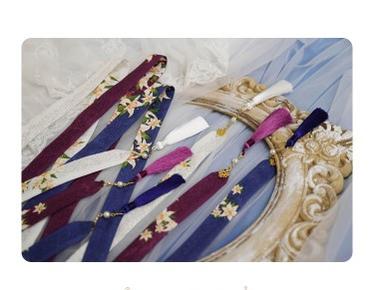 (Buy for me) NyaNya~Bright Moon On The Sea~Lolita Headdress and Accessories location flower tassel headband blue 