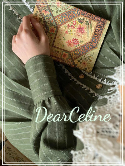 DearCeline~Vintage Two-breasted Stripe Trench Coat Lolita OP   