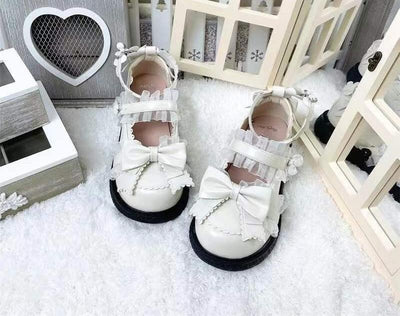 (Buyforme)Yaya~Kawai Lolita Bow Low Cut Leather Shoes 34 cream white 