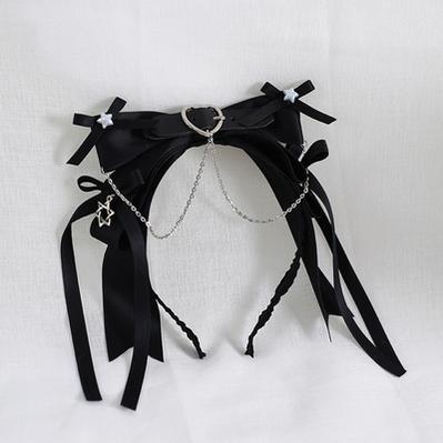 Xiaogui~Dark-themed Gothic Lolita Heart Hair Clips No.7 large bow KC  