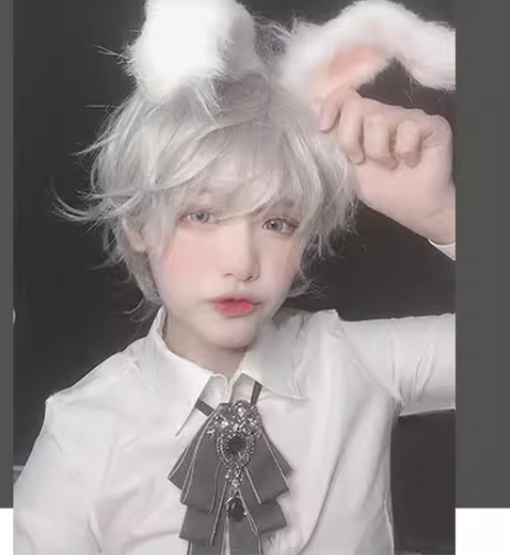 PippiPalace~Mr. Rabbit~Gray Slightly Short Curly Wig   