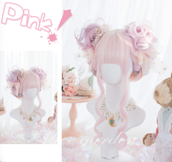 Alicegarden~Harajuku Style J-fashion Pink Lolita Long Curly Wig   