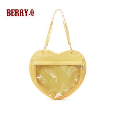 BerryQ~Casual lolita Ita Bag Transparent Heart-shaped Daily Bag yellow  