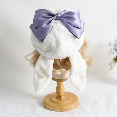 Xiaogui~J-Fashion Rabbit Ear Bow Warm Hat Multicolors M（56-58cm） purple bow hat 