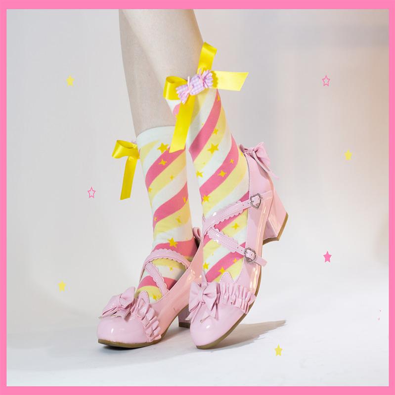 (Buyforme) Yukine's Box~Macaron Lolita Cute Stripe Socks short socks lemon strawberry 
