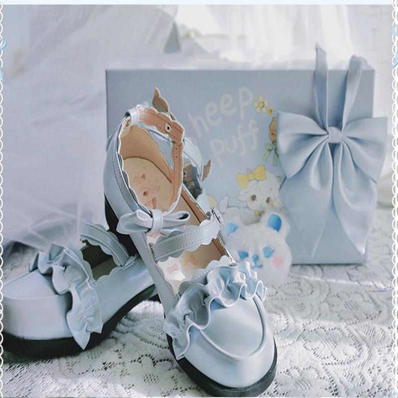Sheep Puff~Mei Lulu~Lolita Japanese Lace Single Shoes 6562:76516