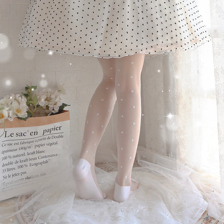 Roji Roji~Summer Lolita Over-the-Knee Socks Super Thin Sweet Bow Lolita Tights   