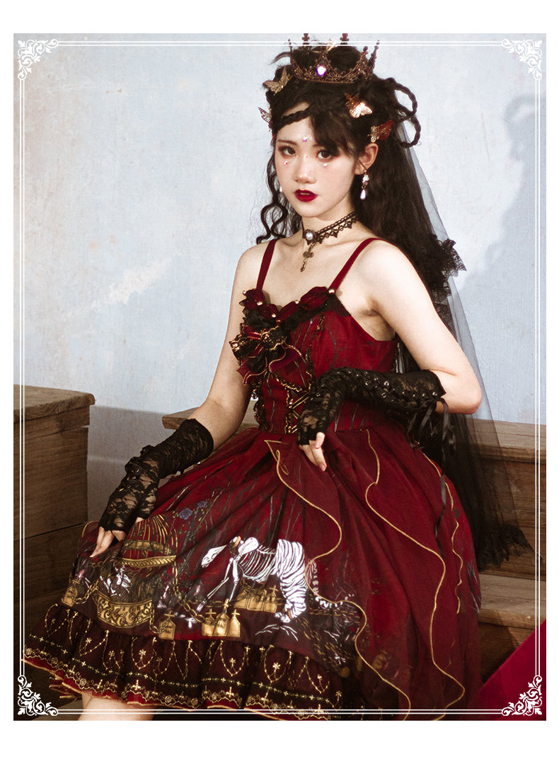 YingLuoFu Decay Forest Gothic Lolita Jumper Dress   