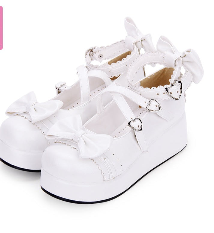 Angelic Imprint~Sweet Lolita Platform Shoes 34 white pearl (look like silver) 