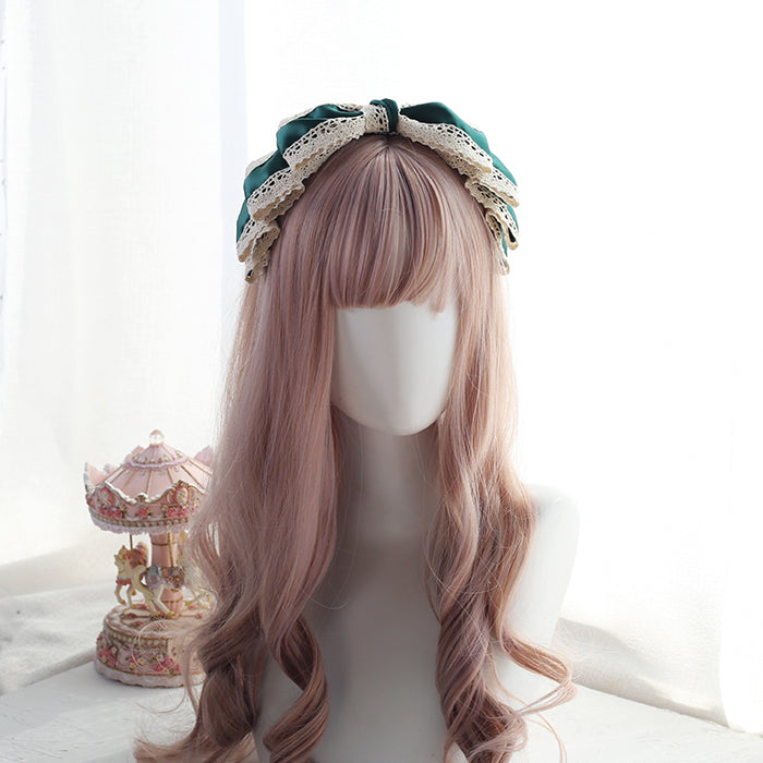 Xiaogui~Japanese Lace KC Multi Color Sweet Lolita Headdress free size dark green 