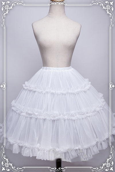 Krad Lanrete~Elegant Long and Short Lolita Petticoat Free size gauze SK (short version)-white color 