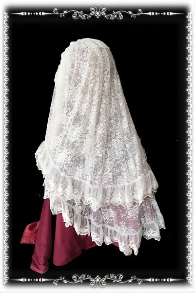 Infanta~Gothic Lolita Vail Double-layer Lace Headdress free size white 