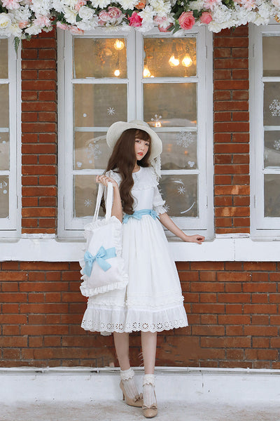 Beleganty ~ Doll's Wish~Pure White Long Lolita Dress S short sleeve (98cm) 