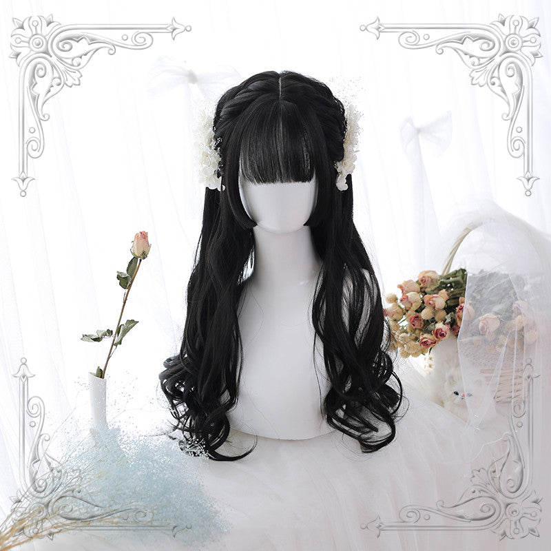 Dalao Home~Curly Lolita Wig 65cm Multicolors free size natural black+wig net(02-15) 