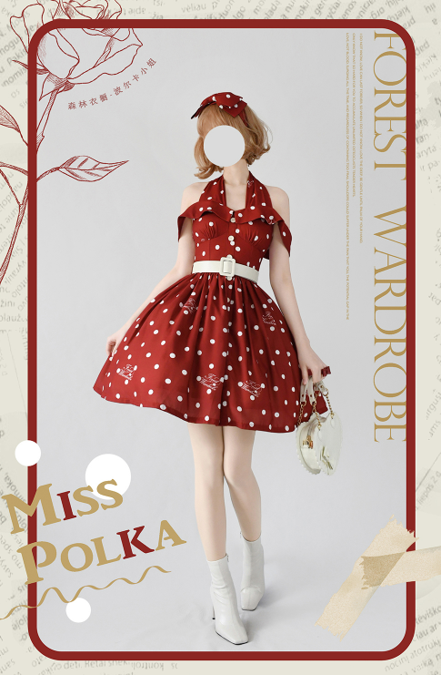 Forest Wardrobe~Miss Polka I~Vintage Summer Halter Dress   