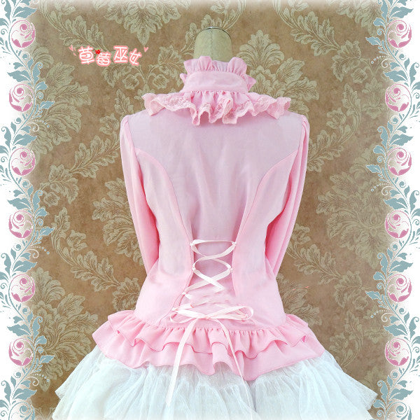 Strawberry Witch~Stand Coallr Silk Retro Lolita Blouse   