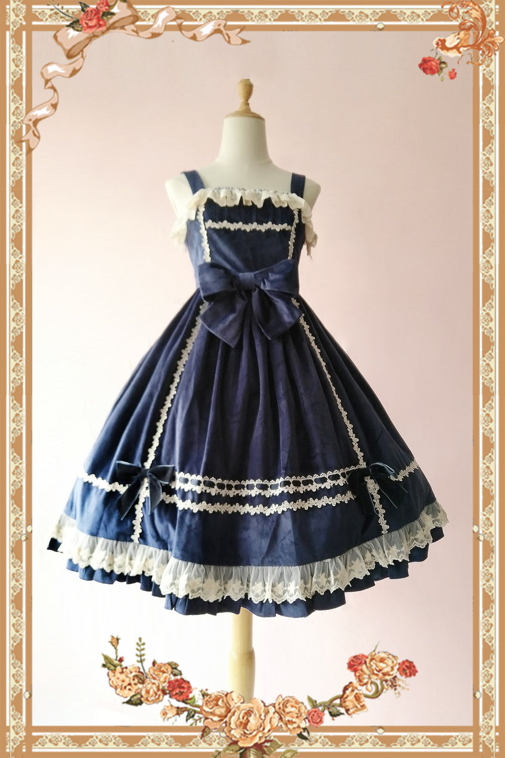 Infanta~Honey Sugar~Pure Velvet Lolita JSK Dress S navy blue 