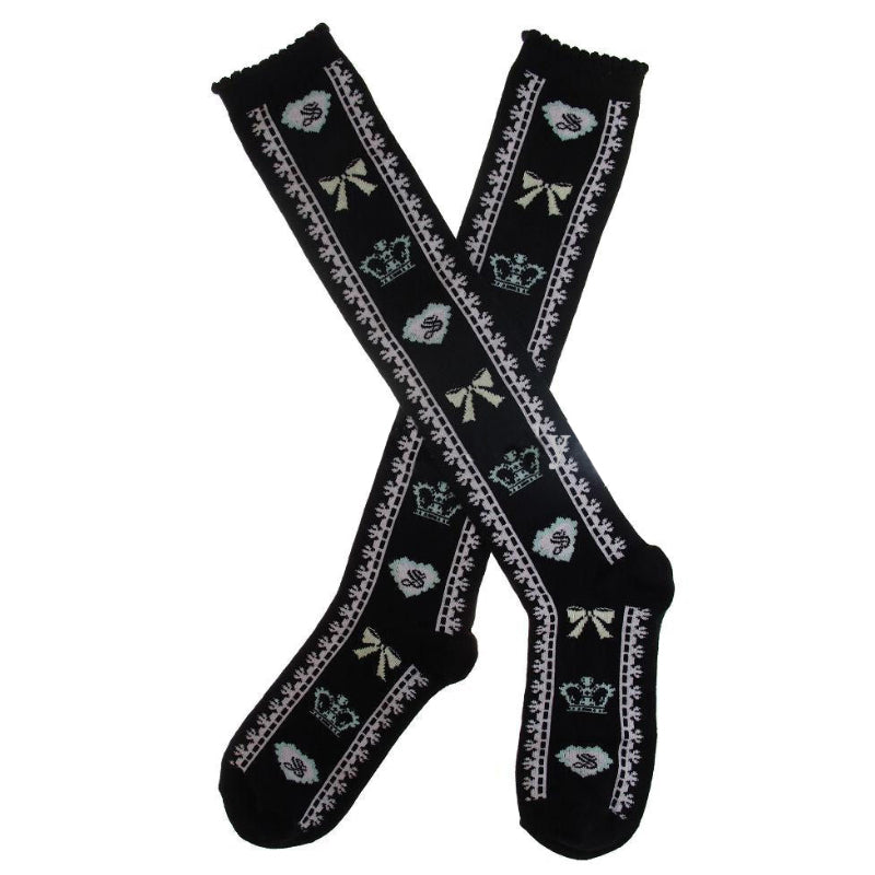 Antaina - Sweet Lolita Knee Socks Cotton Socks One Size black