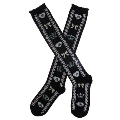Antaina~Sweet Lolita Knee Socks Cotton Socks free size black 