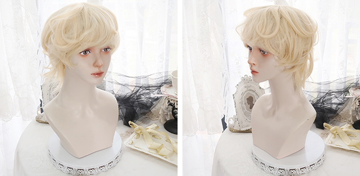 Pippi Palace - Lolita Short Curly Wig Pale Gold Air Bangs