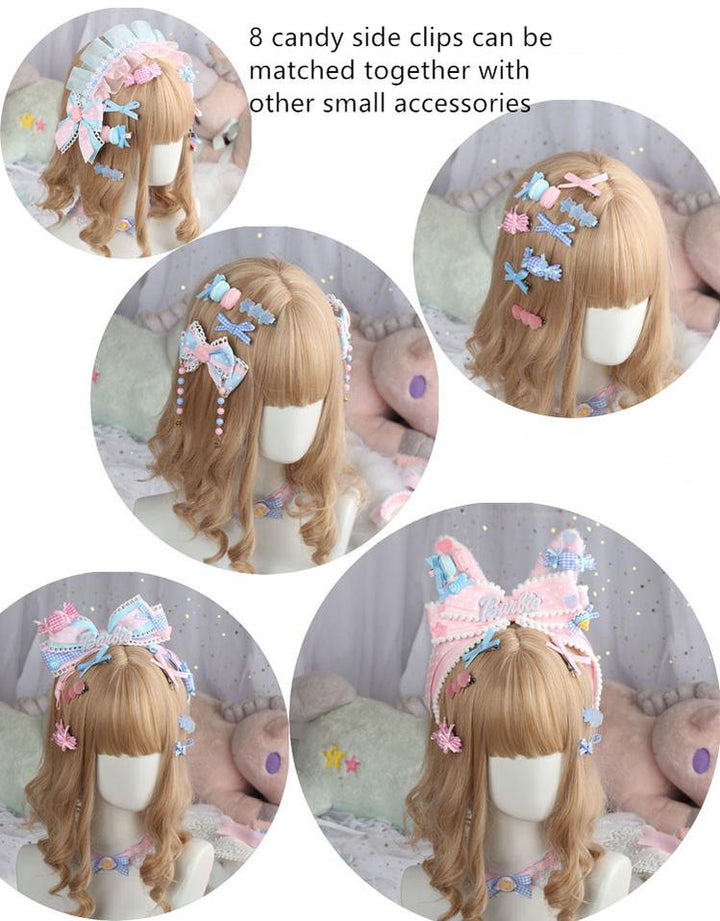 (Buyforme)Manmeng~Pink and Blue Sweet Lolita Bow Headwear   