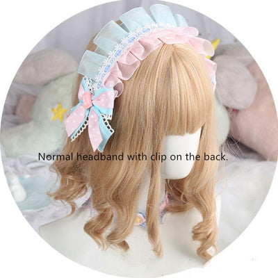 (Buyforme)Manmeng~Pink and Blue Sweet Lolita Bow Headwear special offer hairband  