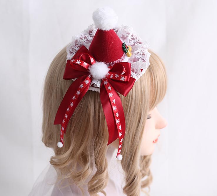 Xiaogui~Christmas Sweet Lolita Red Green Top Hat Christmas red top hat  